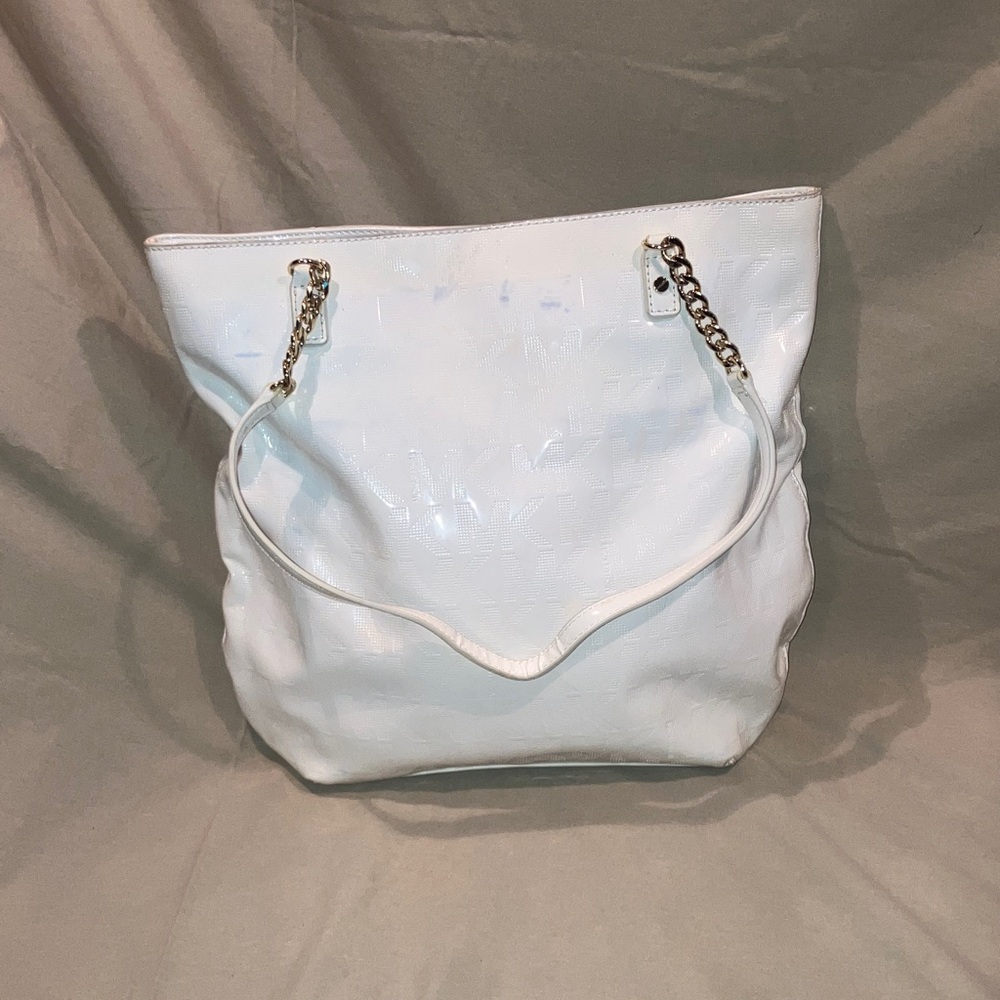 White Patent Leather Michael Kors Tote Bag